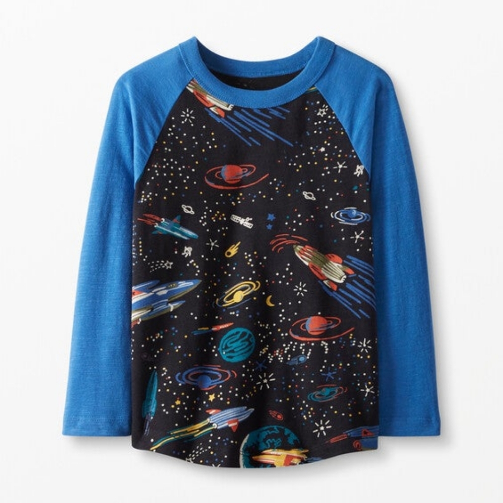 NWT Slub Jersey Baseball Tee 110cm Size 5 Boys shirt Planets Solar System